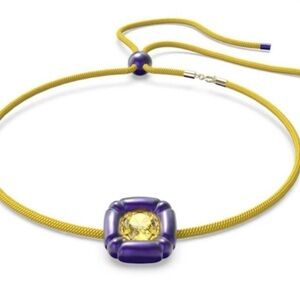 Swarovski Dulcis Choker Necklace with Purple Gem and yellow adjustable string